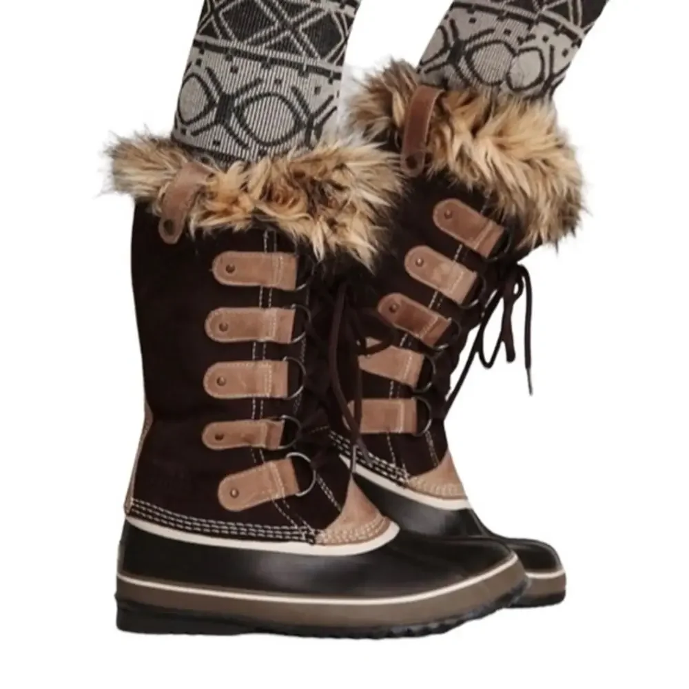 SOREL Joan Of Arctic‎ 1540 Tall Faux Fur Waterproof Lace Up Snow Winter Boots 7